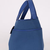 Hermès 2022 Bleu France Swift and Canvas Cargo Picotin 18 PHW