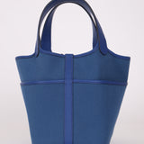Hermès 2022 Bleu France Swift and Canvas Cargo Picotin 18 PHW