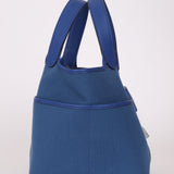 Hermès 2022 Bleu France Swift and Canvas Cargo Picotin 18 PHW