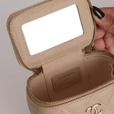 Chanel 2021 Caviar Beige Mini Vanity Crossbody