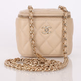 Chanel 2021 Caviar Beige Mini Vanity Crossbody