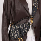 Dior 2019 Oblique Mini Saddle Bag with Guitar Strap