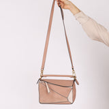 Loewe Suede Pink Bicolor Small Puzzle Bag