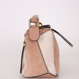 Loewe Suede Pink Bicolor Small Puzzle Bag