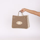 Gucci Canvas Monogram Horsebit Tote