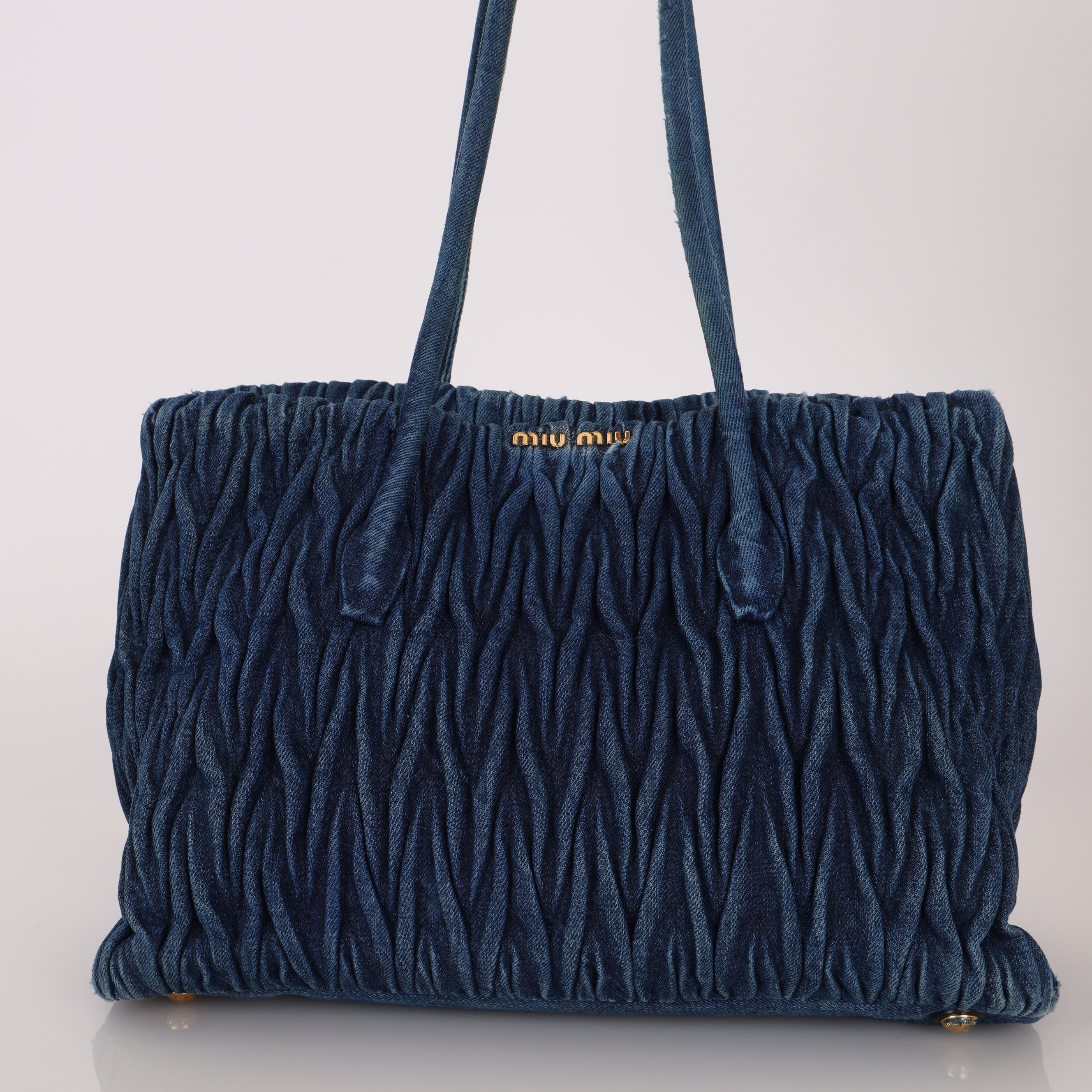 Miu Miu Denim Matelasse Shoulder Bag