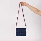 Chanel 1986 Midnight Satin Square Mini Flap