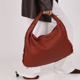 Bottega Veneta Large Fuzzy Deep Terracotta Intrecciato Hobo