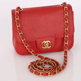 Chanel 2017 Caviar Red Mini Square Flap