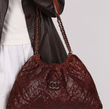 Chanel 2012 Burgundy Aged Caviar Elastic CC Hobo