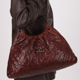 Chanel 2012 Burgundy Aged Caviar Elastic CC Hobo