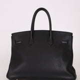 Hermès 2004 Noir Clemence Birkin 35 Retourne GHW