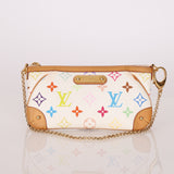 Limited Edition Louis Vuitton x Takashi Murakami Monogram Multicolor Blanc Milla Pochette MM