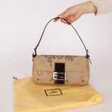 Rare Fendi Linen Swarovski Crystal Floral Baguette