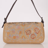 Rare Fendi Linen Swarovski Crystal Floral Baguette