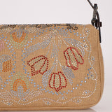 Rare Fendi Linen Swarovski Crystal Floral Baguette