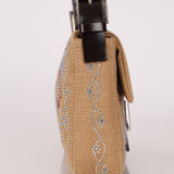 Rare Fendi Linen Swarovski Crystal Floral Baguette