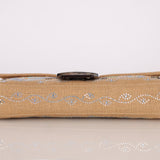 Rare Fendi Linen Swarovski Crystal Floral Baguette