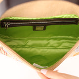 Rare Fendi Linen Swarovski Crystal Floral Baguette