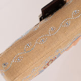 Rare Fendi Linen Swarovski Crystal Floral Baguette