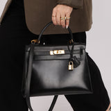 Hermès 1986 Noir Box Kelly 28 Sellier GHW