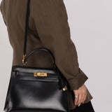 Hermès 1986 Noir Box Kelly 28 Sellier GHW