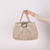 Fendi Linen Lace Chain Mia Tote