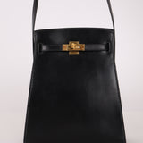 Discontinued Hermès 1990 Noir Box Kelly Sport 24 PM GHW