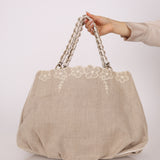 Fendi Linen Lace Chain Mia Tote