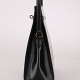 Discontinued Hermès 1990 Noir Box Kelly Sport 24 PM GHW