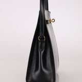 Discontinued Hermès 1990 Noir Box Kelly Sport 24 PM GHW