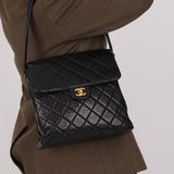 Rare Chanel 1997 Lambskin Turnlock Double-Sided Kelly Shoulder Bag 24k GP