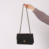 Ultra-Rare Chanel 1997 Black Denim Small Double Flap 24k GP
