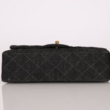 Ultra-Rare Chanel 1997 Black Denim Small Double Flap 24k GP
