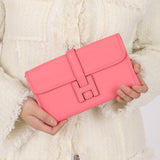 Hermès 2018 Rose Azalée Swift Mini Jigé Duo Clutch with Pouch