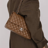 Chanel 2014 Taupe Caviar Medium Classic Double Flap SHW