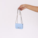 Chanel Caviar 22C Baby Blue Cardholder Belt Bag LGHW