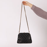 Rare Chanel 1997 Lambskin Turnlock Clutch on Chain 24k GP