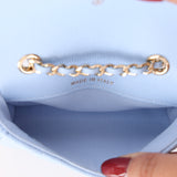 Chanel Caviar 22C Baby Blue Cardholder Belt Bag LGHW