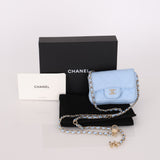 Chanel Caviar 22C Baby Blue Cardholder Belt Bag LGHW