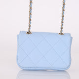 Chanel Caviar 22C Baby Blue Cardholder Belt Bag LGHW