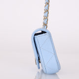 Chanel Caviar 22C Baby Blue Cardholder Belt Bag LGHW