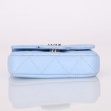 Chanel Caviar 22C Baby Blue Cardholder Belt Bag LGHW