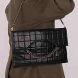 Chanel 2003 Lambskin Chocolate Bar Quilted Foldover Clutch 24k GP