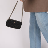 Chanel 2018 Caviar Double Zipper Wallet on Chain Crossbody