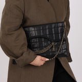 Chanel 2003 Lambskin Chocolate Bar Quilted Foldover Clutch 24k GP