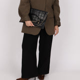 Chanel 2003 Lambskin Chocolate Bar Quilted Foldover Clutch 24k GP