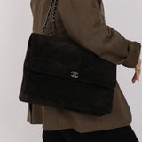 Chanel 1991 Suede CC Maxi Timeless Turnlock Flap Bag