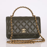 Chanel 2022 Lambskin Olive Top Handle Wallet on Chain