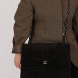 Chanel 1991 Suede CC Maxi Timeless Turnlock Flap Bag